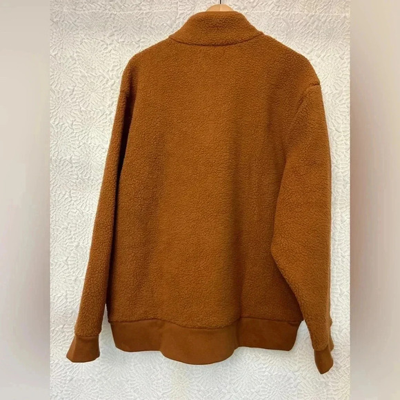 Madewell (re)sourced Sherpa Half Zip Sweatshirt Men's Size Large Brown Cozy NWT - Picture 15 of 16